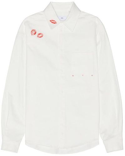 RTA Button Front Kisses Shirt - White