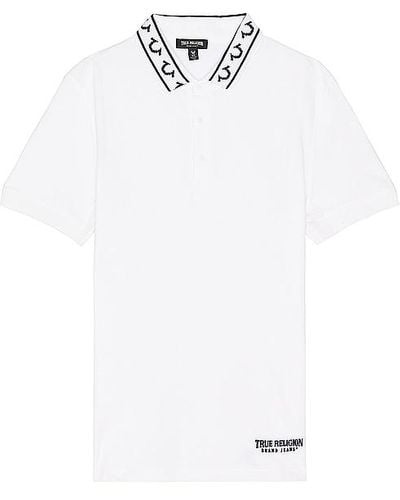 True Religion Relaxed Branded Collar Polo - White