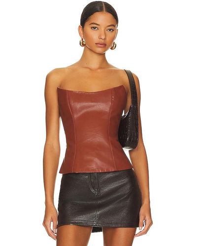 Rozie Corsets Leather Corset Top - Red