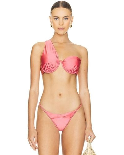 RIOT SWIM Underwire Twisted Strap Bikini Top - Pink