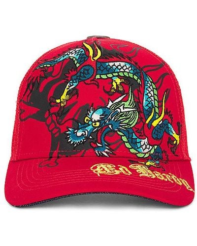 Ed Hardy Dragon Trucker Hat - Red
