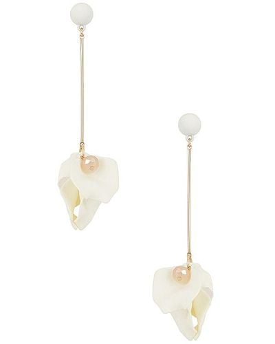 Shashi Blooming Drop Earrings - White