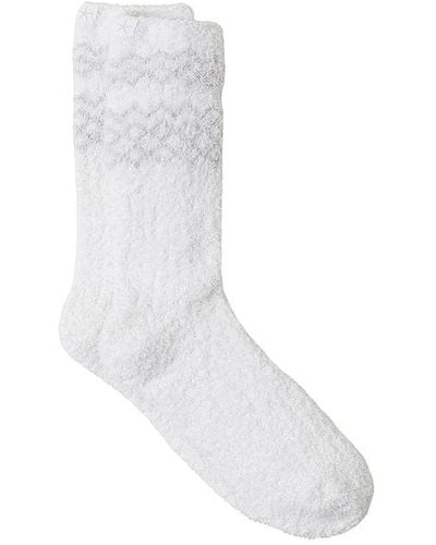 Barefoot Dreams Cozychic Nordic Socks In Cream & Stone - White