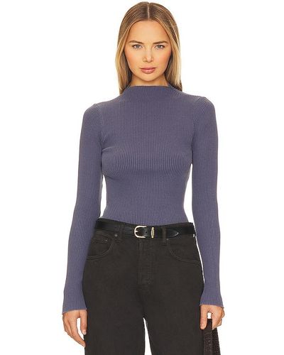 NSF Carla Fitted Mock Neck Tee - Purple