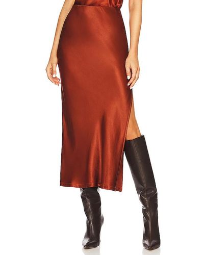 Enza Costa Satin Bias Cut Skirt - Red