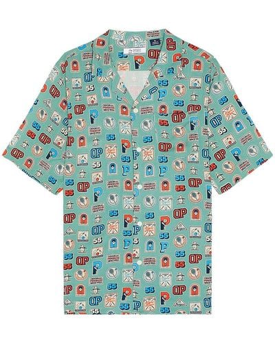 Indigo Blue Bandana Print Men's S Long Sleeve Shirt Asian Chinese Pheasants  EUC