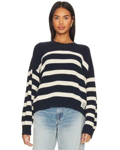 Denimist Oversized Cropped Sailor Sweater - Blue