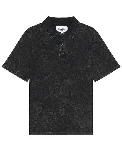 Corridor NYC Acid Wash Short Sleeve Polo - Black