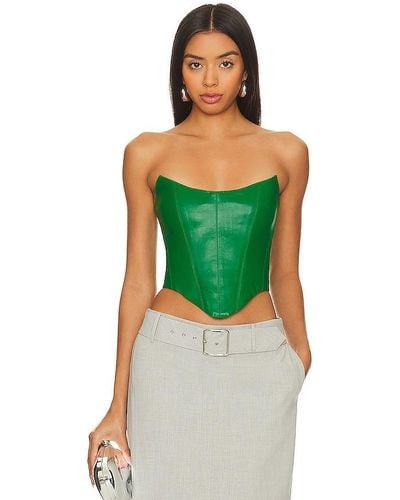Rozie Corsets Leather Corset Top - Green