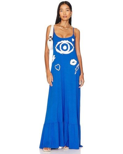 Lauren Moshi Beatrix Painted Evil Eye Dress - Blue