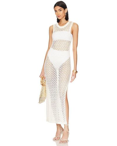 LNA Ry Open Knit Jumper Dress - White