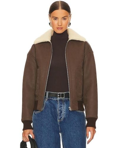 L'academie Camila Shearling Bomber - Brown