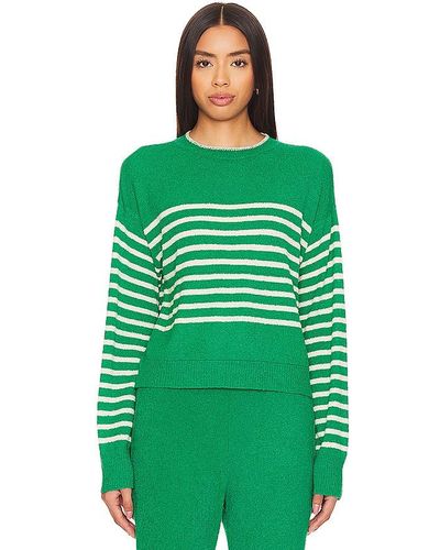 Monrow Boucle Knit Stripe Sweater - Green