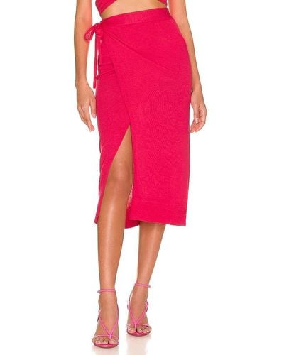 Lovers + Friends Basia Wrap Midi Skirt - Red