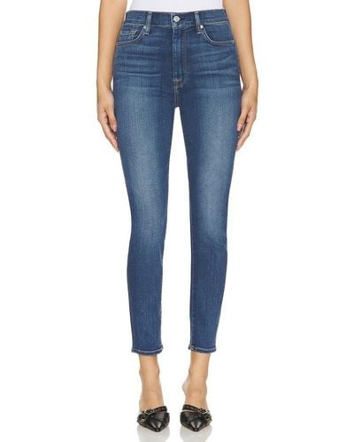 7 For All Mankind JEAN SKINNY TAILLE HAUTE LONGUEUR CHEVILLE - Bleu