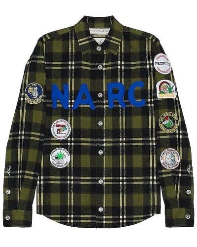 Advisory Board Crystals Narc Flannel Shirt - Black