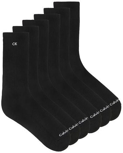 Calvin Klein 6 Pack Basic Cushion Crew Socks - Black