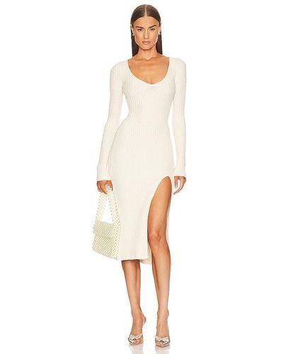 Nbd X Marianna Hewitt Saskia Boucle Midi Dress With Slit - White