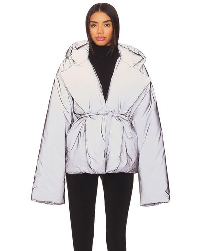 Norma Kamali Hooded Sleeping Bag Jacket With Drawstrings ドローストリング付きフードスリーピングバッグジャケット - ホワイト