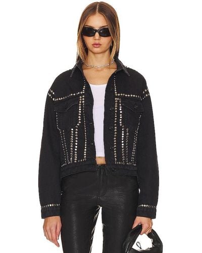 AllSaints Bella Stud-embellished Denim Jacket - Black