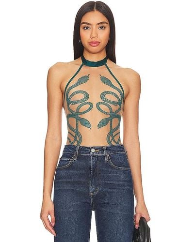 Snake embroidered bodysuit