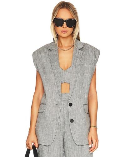 Shona Joy Amanda Sleeveless Tailored Blazer - Grey