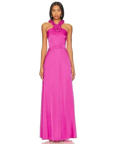 AMUR Priyanka Rosette Gown - Pink