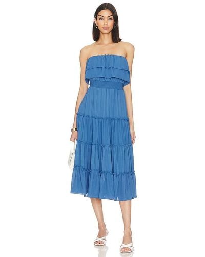 1.STATE Strapless Ruffle Tiered Dress - Blue