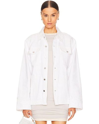 GRLFRND Jessie Body Drill Shirt Jacket - White