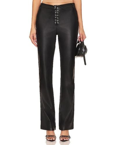 WeWoreWhat Faux Leather Lace Front Pant - Black