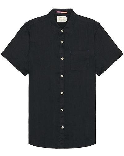 Scotch & Soda Short Sleeve Linen Shirt - Black