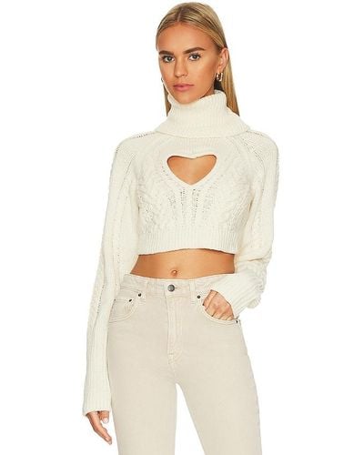 For Love & Lemons Vera Cropped Cut Out Jumper - Natural