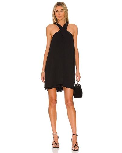 Krisa Wrap Halter Mini Dress - Black