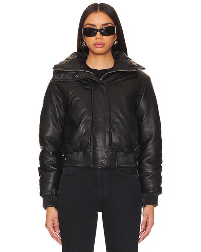 AllSaints Sloane Padded Leather Jacket - ブラック