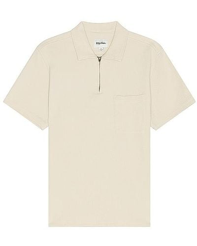 Rhythm Textured Quarter Zip Short Sleeve Shirt - White