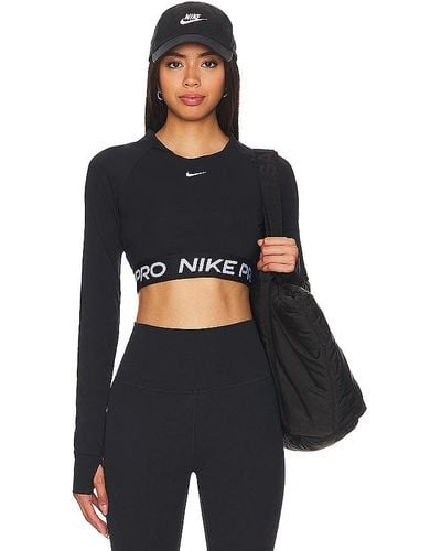Nike Pro 365 Crop Long Sleeve Top - Black