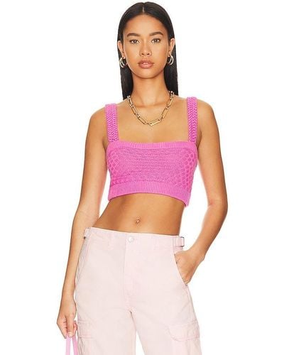 MAJORELLE Tamal Textured Knit Cropped Top - Pink