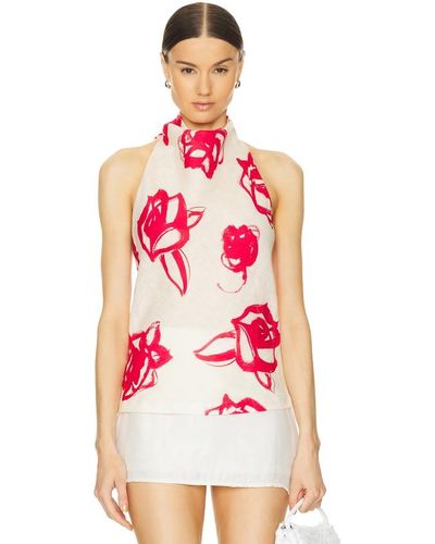 MSGM Brushed Roses Top - Red