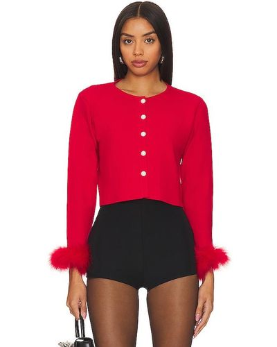 Sleeper Cardigan With Detachable Feathers - Red