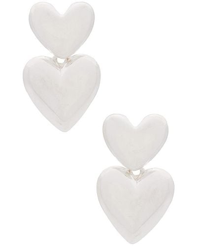 Shashi Double Heart Drop Earring - White