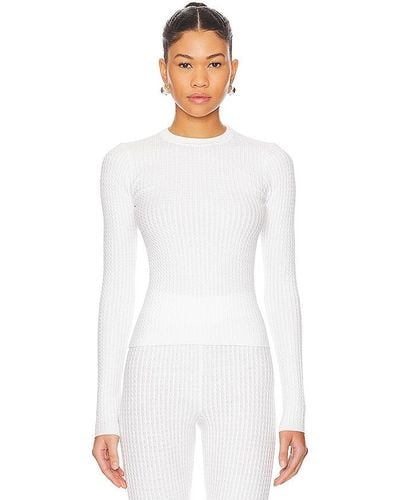 WeWoreWhat Cable Knit Long Sleeve Top - White