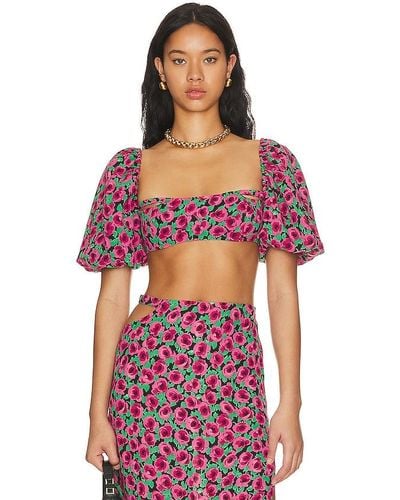 For Love & Lemons TOP CROPPED DOLCETTO - Rouge