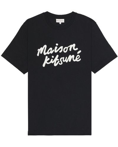 Maison Kitsuné キツネハンドライティングコンフォートtシャツ - ブラック