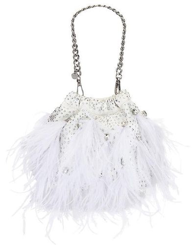 OLGA BERG Livvy Feather Pouch - White
