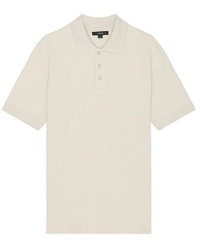 Vince Varigated Texture Short Sleeve Polo - White