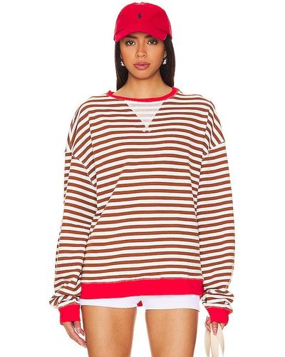 Free People Classic Striped Crew - Red