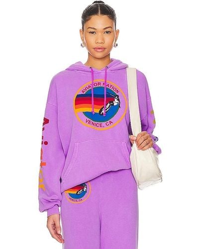 Aviator Nation Relaxed Pullover Hoodie - Purple