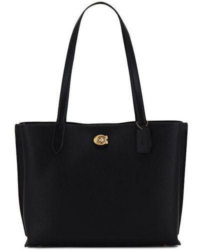 COACH Polished Pebble Leather Willow Tote 38 - Black