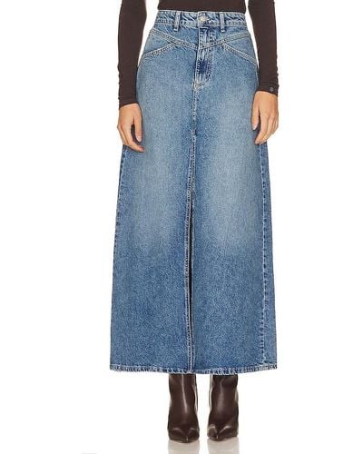 Free People MAXIROCK AUS DENIM COME AS YOU ARE - Blau