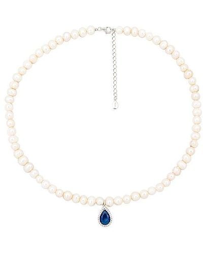 Shashi Collar colgantedoble katerina pave huggie sapphire pearl - Blanco